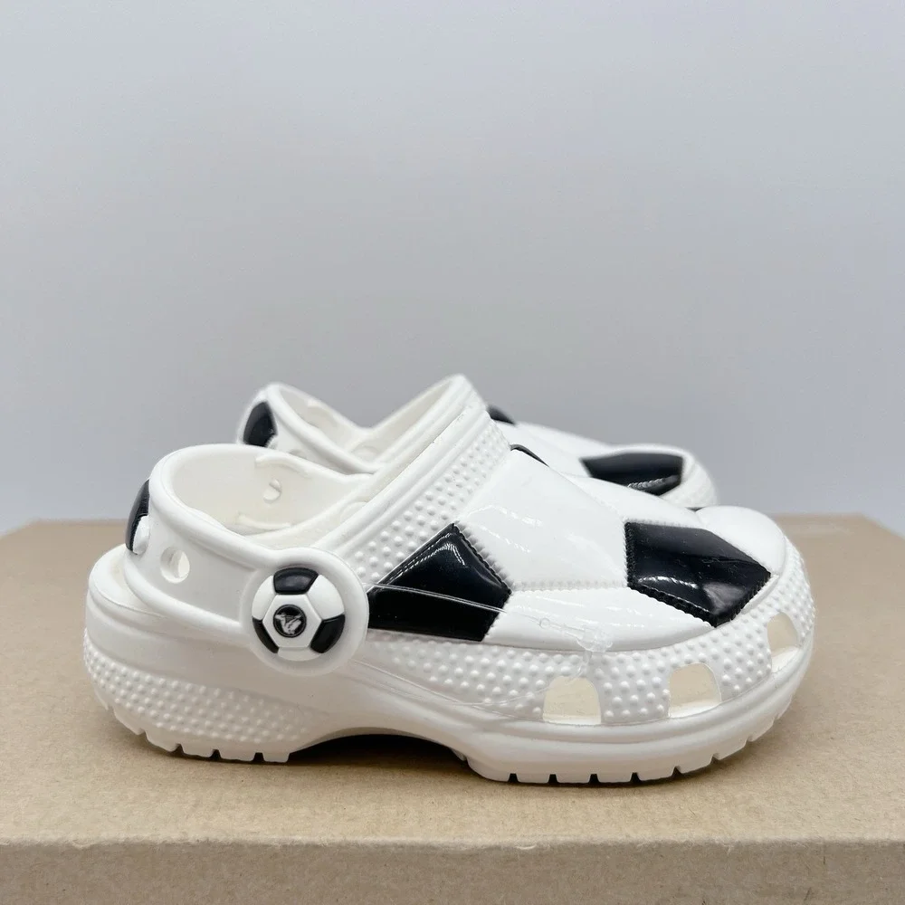 Crocs Classic Sports Kid's Soccer Clogs White Black Size C 7